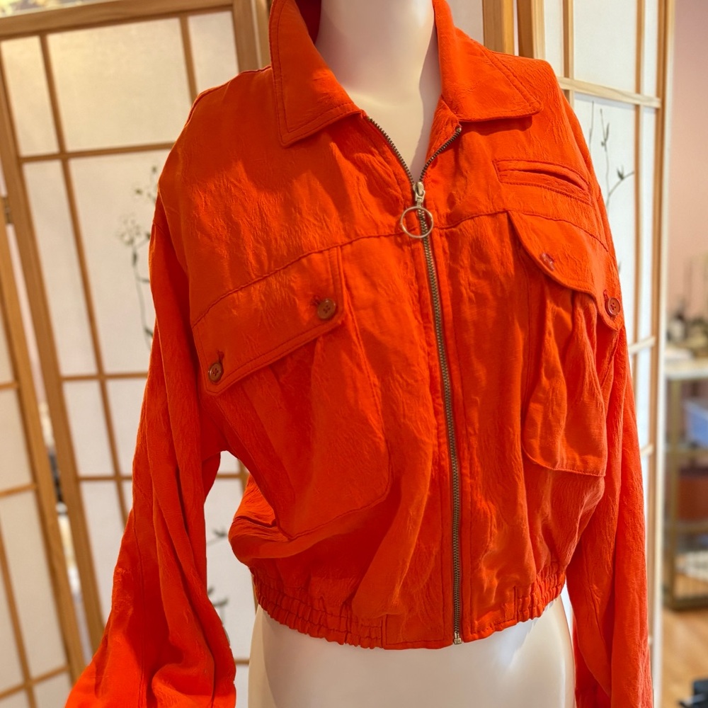 Castaner Vibrant Orange Zip-Front Jean Jacket